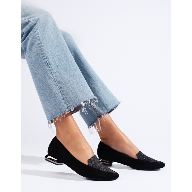 SHELOVET Mocassins pretos de senhora com padrão spitz Daszyński 1 SHELOVET Mocassins pretos de senhora com padrão spitz Daszyński 1