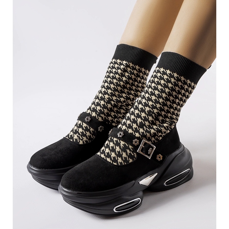 Botins pretos Ivana houndstooth 1