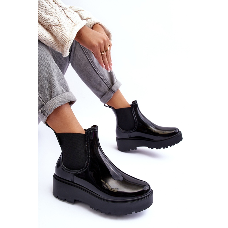 Wellingtons Lacadas na Plataforma Big Star MM274395 Preto 1
