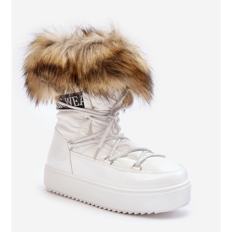 Botas de neve femininas com cordões brancas Santero branco 1 Botas de neve femininas com cordões brancas Santero branco 1