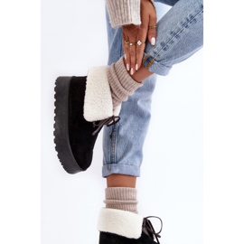 Botas de neve com plataforma e casaco de pele de carneiro, Black Olimuka preto 2