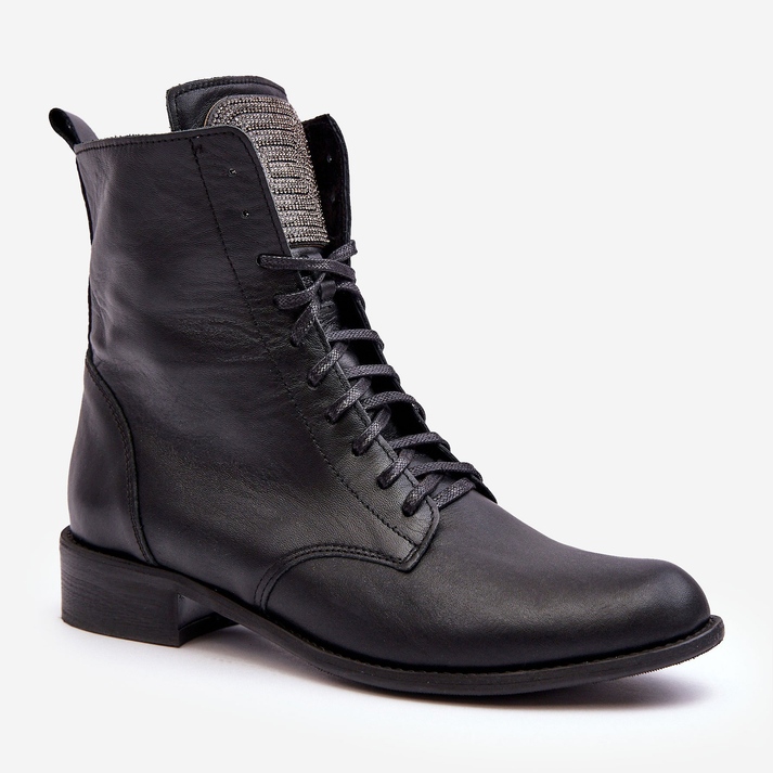 Botins femininos de couro Nicole 2848 Preto 1