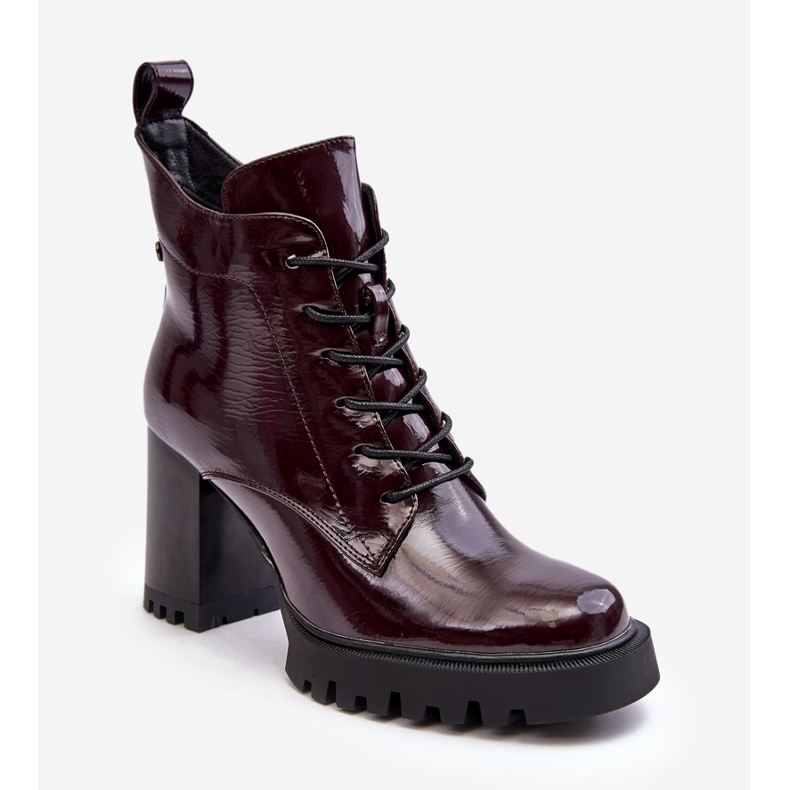 S.Barski Botins envernizados, isolados Borgonha D&amp;A MR870-54 vermelho 1