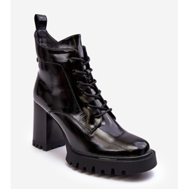 S.Barski Botas isoladas de salto alto envernizadas pretas D&amp;A MR870-54 preto 1