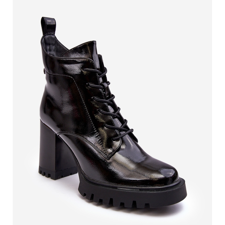 S.Barski Botas isoladas de salto alto envernizadas pretas D&amp;A MR870-54 preto 1