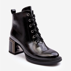 S.Barski Botas femininas envernizadas D&amp;A MR870-98 pretas preto 1