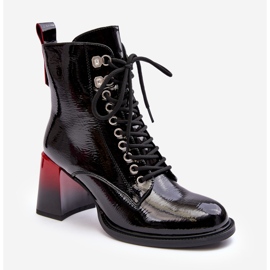 S.Barski Botins de couro envernizado D&amp;A MR870-06 Preto 1