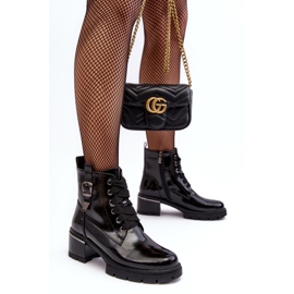 S.Barski Botas femininas de couro envernizado D&amp;A MR870-97 pretas preto 1