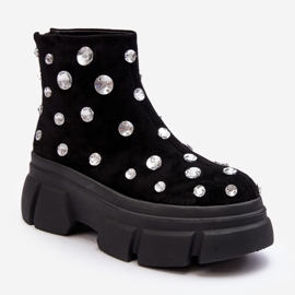 S.Barski Botas isoladas em camurça com cristais D&amp;A MR870-83 pretas preto 2