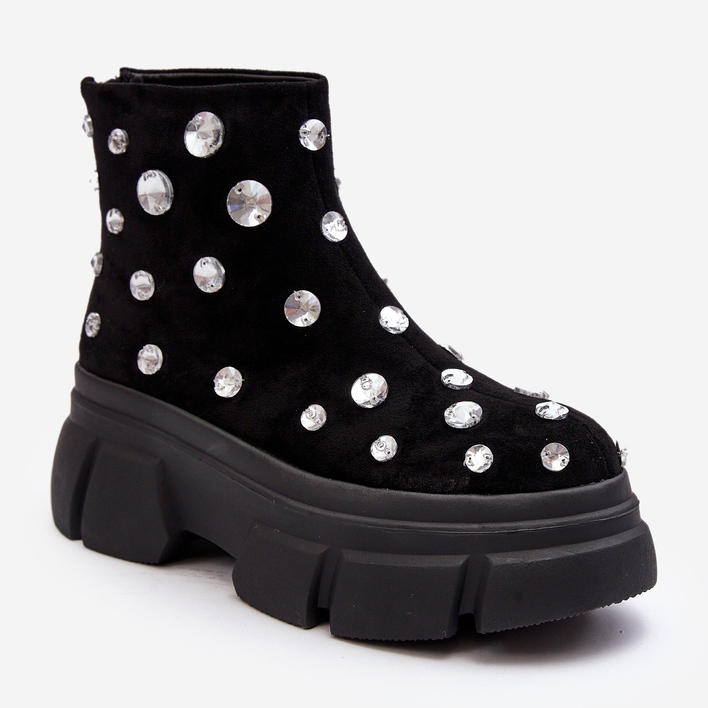 S.Barski Botas isoladas em camurça com cristais D&amp;A MR870-83 pretas preto 2