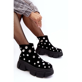 S.Barski Botas isoladas em camurça com cristais D&amp;A MR870-83 pretas preto 1