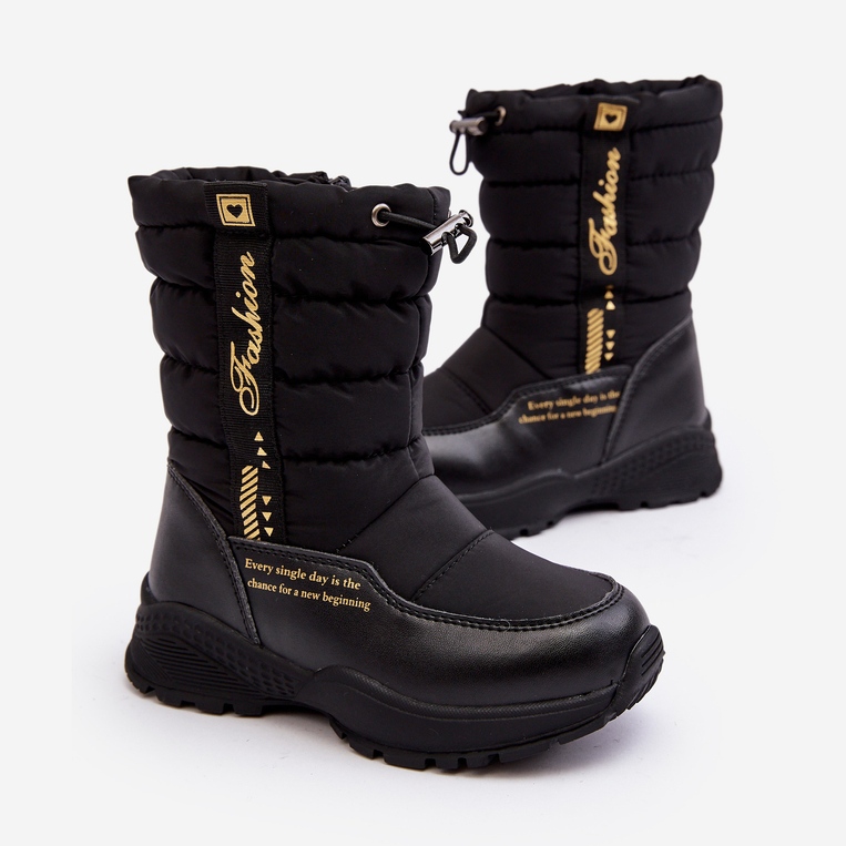 Botas de neve infantis com isolamento de lã e zíper preto Delhi 1 Botas de neve infantis com isolamento de lã e zíper preto Delhi 1