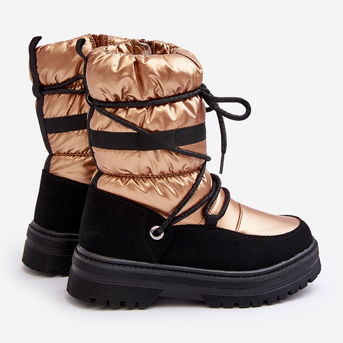 Botas de neve impermeáveis ​​com isolamento de lã para crianças Golden Romaine dourado 1
