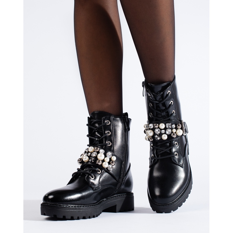 Bolsas femininas pretas com pérolas Shelovet preto 2