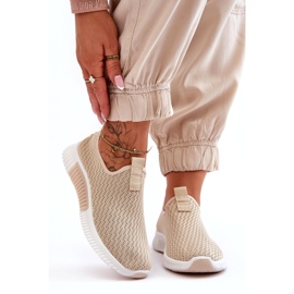 Calçados esportivos femininos clássicos slip-on, bege 2