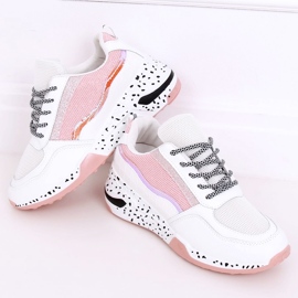 Tênis esportivo feminino Milano Pink branco 1