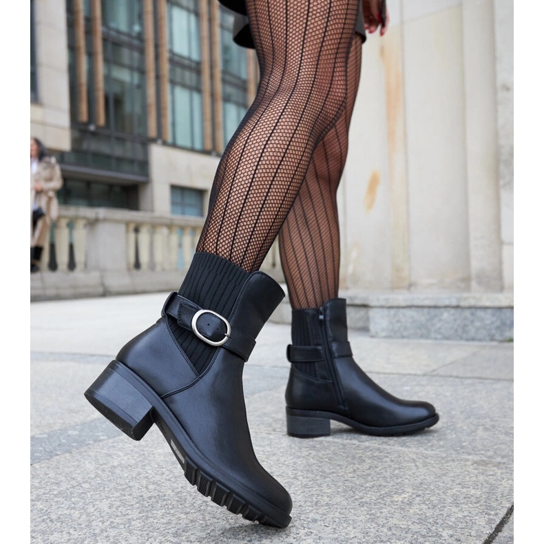 Botins pretos com fivela Archuleta decorativa 2