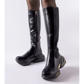 Inna Botas Tanas pretas com sola enorme preto 1