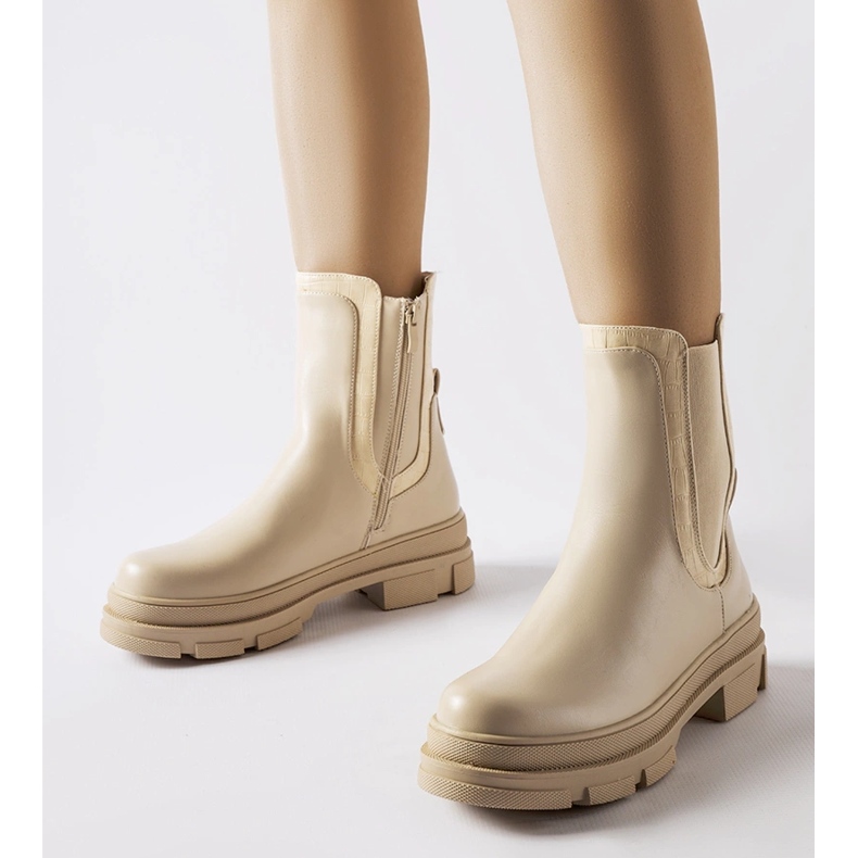 Tênis bege com sola Torin enorme verde 1