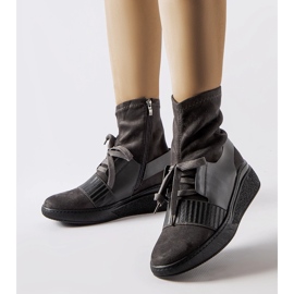 Botins com meia cunha Spoleto cinza 1