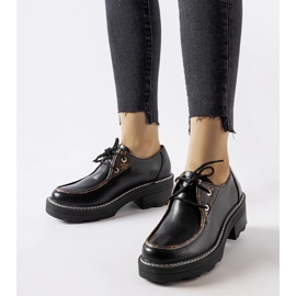 Sapatos baixos pretos com salto Fondachetto enorme 1