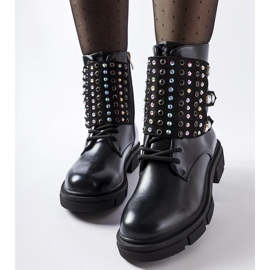 Botins pretos decorados com zircões Cento 2 Botins pretos decorados com zircões Cento 2