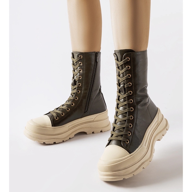 Sapatos Giselda verde escuro com sola grossa 1