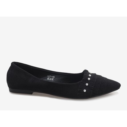 Bailarinas de camurça preta com 127-15 tachas preto 1 Bailarinas de camurça preta com 127-15 tachas preto 1