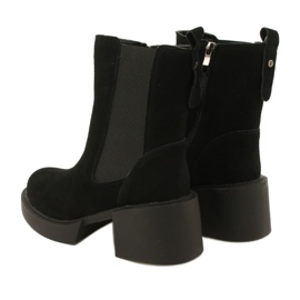 Filippo Botins de camurça de couro com salto alto na cor preta preto 3