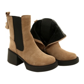 Filippo Botins de salto alto em camurça e couro bege 4