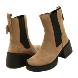 Filippo Botins de salto alto em camurça e couro bege 3