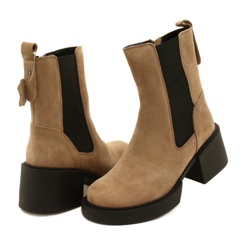 Filippo Botins de salto alto em camurça e couro bege 3