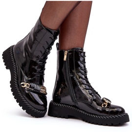 Botins femininos envernizados com decoração preta S.Barski MR870-67 preto 5