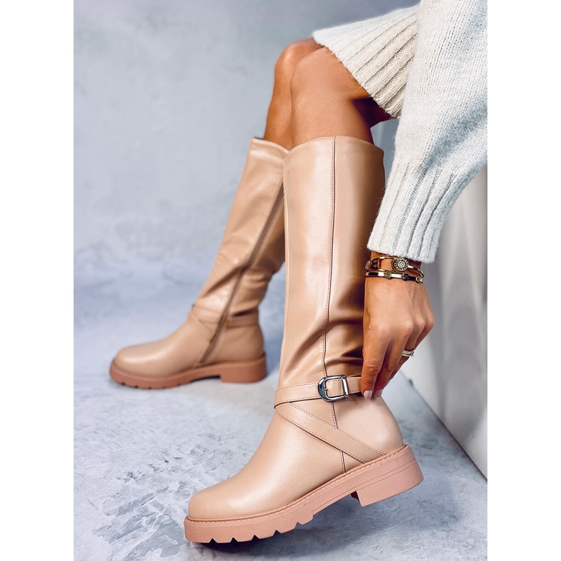 Botas de montaria feminina Khia Nude bege 1
