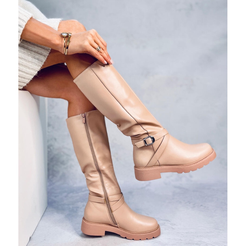 Botas de montaria feminina Khia Nude bege 2