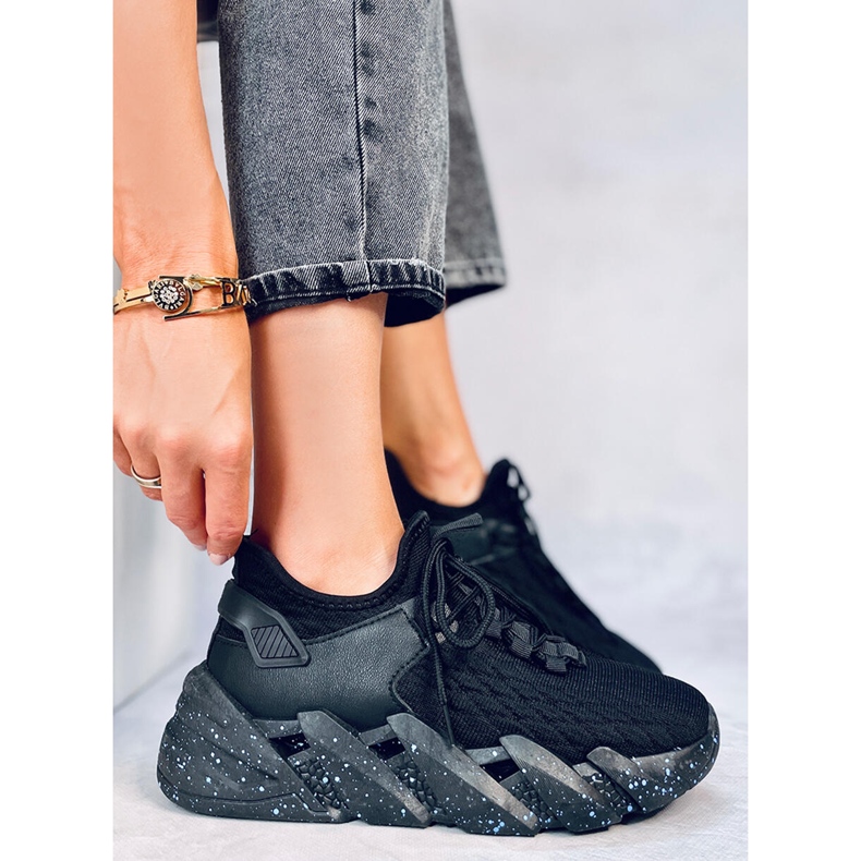 Indu sapatos esportivos de meia preta preto 1