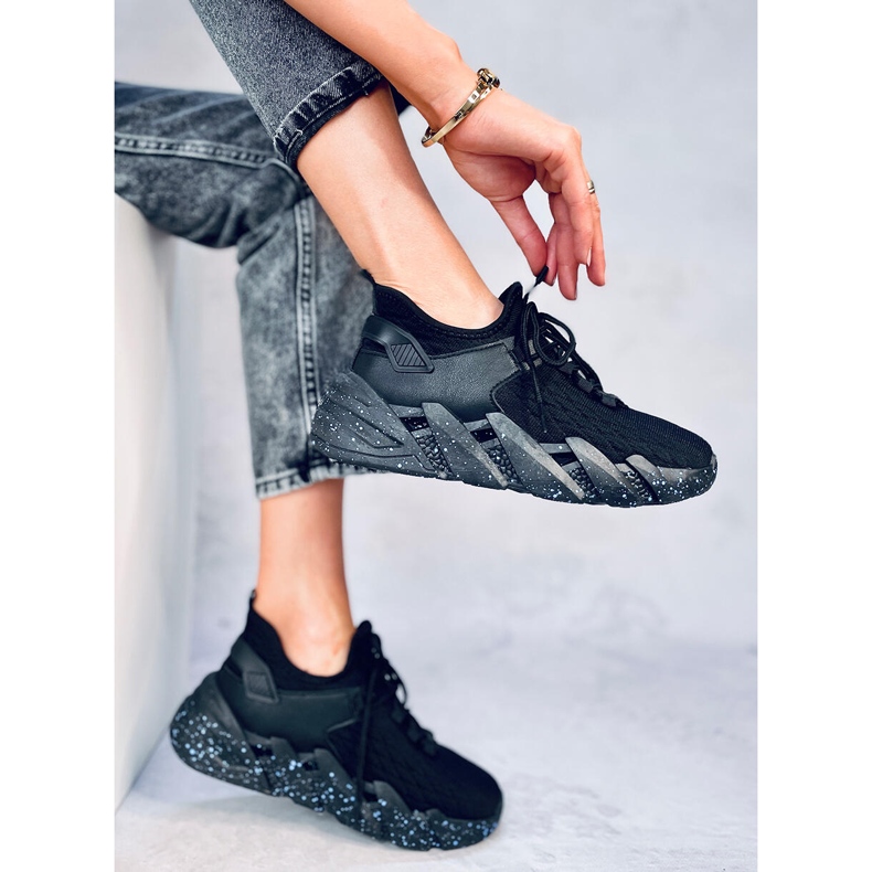 Indu sapatos esportivos de meia preta preto 2