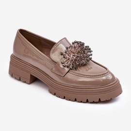 WD1 Sapatos femininos envernizados decorados, Bege Annella 1