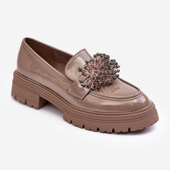 WD1 Sapatos femininos envernizados decorados, Bege Annella 1