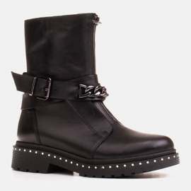 Marco Shoes Botas de caminhada femininas Marco 1262B com corrente, Glany preto 1