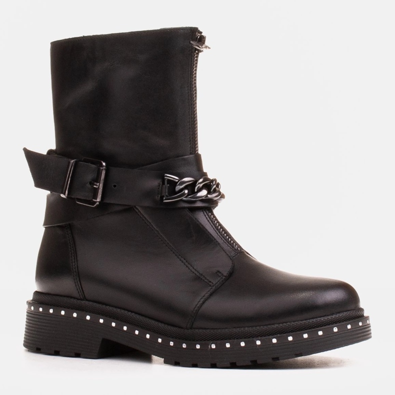 Marco Shoes Botas de caminhada femininas Marco 1262B com corrente, Glany preto 1