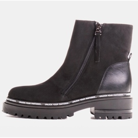 Marco Shoes Botas femininas lisas com um fundo espesso interessante preto 1