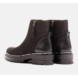 Marco Shoes Botas femininas lisas com um fundo espesso interessante preto 2