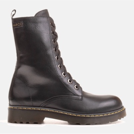 Marco Shoes Botas de cano alto, botas amarradas em sola translúcida preto 1