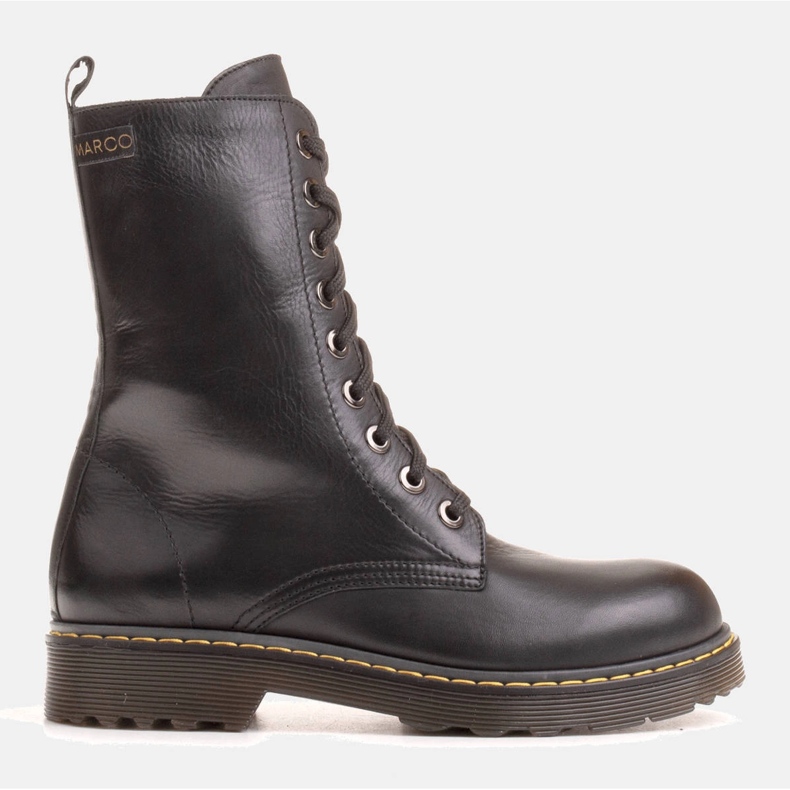 Marco Shoes Botas de cano alto, botas amarradas em sola translúcida preto 1