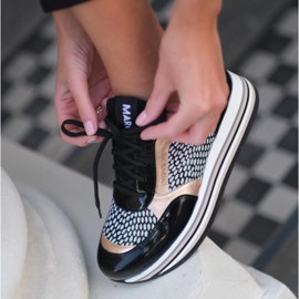 Marco Shoes Tênis leve com sola grossa de couro natural preto 1