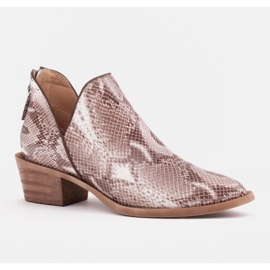 Marco Shoes Botas de couro natural com corte em V bege castanho 1