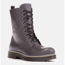 Marco Shoes Botas de cano alto, botas amarradas em sola translúcida cinza 2