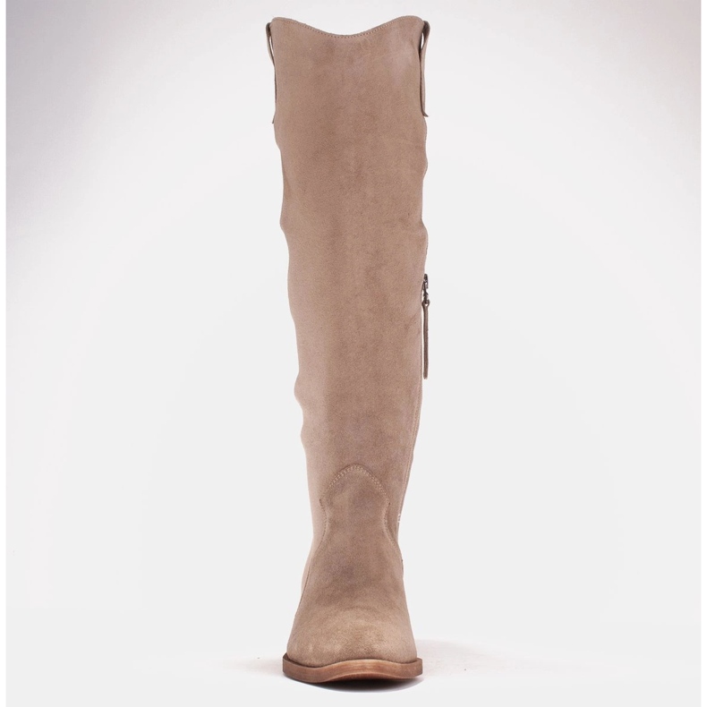 Marco Shoes Botas cowboy Iolanda com costuras decorativas bege 2