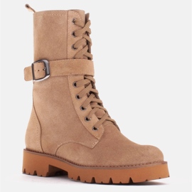 Marco Shoes Botas amarradas com sola clara 2118B bege 1